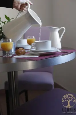 a person pouring a tea pot on a table at Adonis Carcassonne in Carcassonne