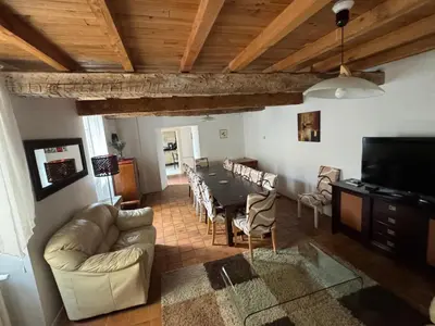a staircase in a house with a bedroom at Gîte tout Confort au Coeur du Village Verniolle in Verniolle