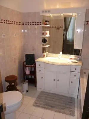 a bathroom with a white sink and a toilet at LA LOUISIANE 31 in Villefranche-de-Lauragais