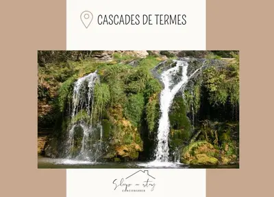 a picture of a waterfall with the words c cascades del tiers at Apartment Jeanne in Carcassonne