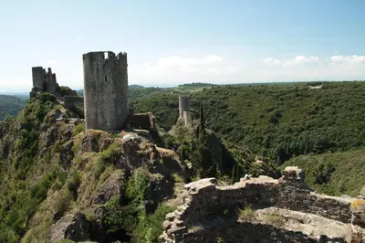 an old castle on top of a mountain at Canta aoussel in Moussoulens