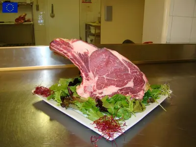 a piece of meat on a plate with salad at Le Tournedos in Lézignan-Corbières