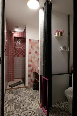a bathroom with a shower with a toilet and a sink at VILLA ARTEMIA Maison vigneronne - chambre d hôtes-B&B-piscine et spa in Sigean