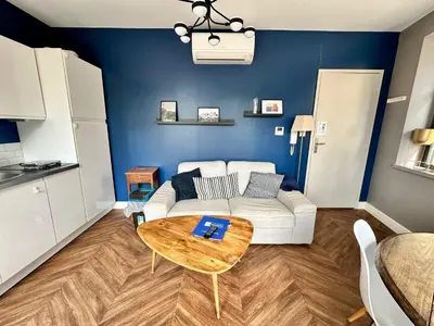 a bathroom with a sink and a mirror at le bristol appartement Canal & Chénier CanalduMidi in Carcassonne