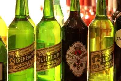a group of bottles of wine sitting next to each other at Maison du Cassoulet in Castelnaudary