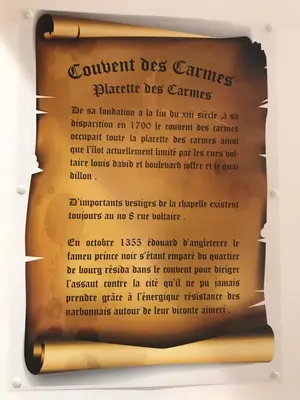 a sign for the current dfs centres plastic bag centres at Studio du couvent des carmes in Narbonne