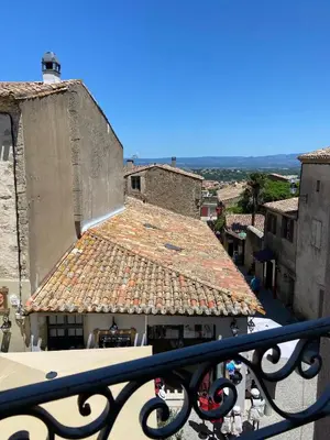 a view of an old building with a tile roof at Appartements Pech Mary in Carcassonne