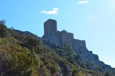 a castle on the top of a mountain at L'Amandier in Maury
