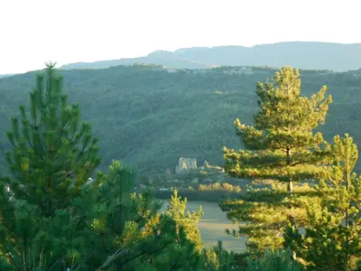 a view from the top of a mountain with trees at Maison Palmeral in Coustaussa