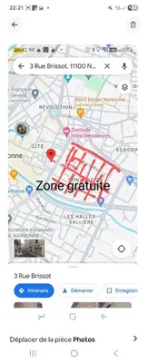 a screenshot of a map with the words zonge street at T2 Cozy proche des Halles Climatisé in Narbonne