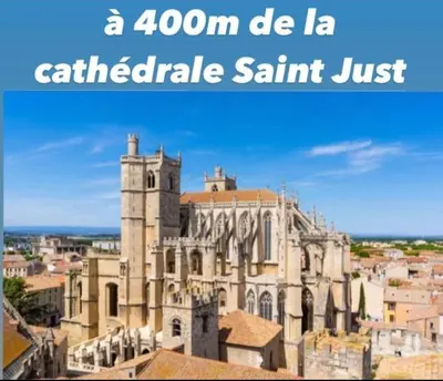 a town de la carte saint michel with text overlay at T2 Cozy proche des Halles Climatisé in Narbonne