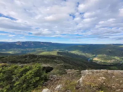 a view of a valley from the top of a mountain at Roquebrun Villa with Pool in Roquebrun
