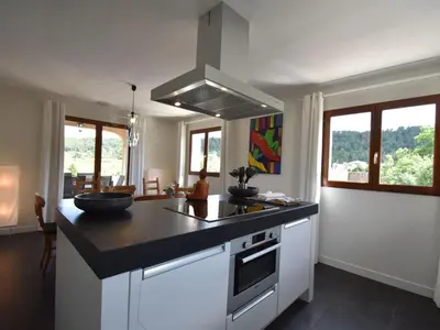 a kitchen with a counter with a bowl on top of it at Luxe Villa in Montbrun in Montbrun-des-Corbières