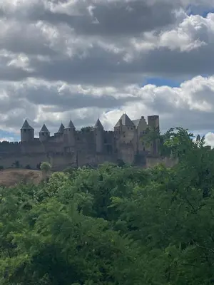 an old castle on top of a hill with trees at Gîte de Genty in Cenne-Monestiès