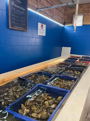 a row of trays of food on a counter in a store at Caprice Gruissanais Spa - T2 plage des chalets in Gruissan