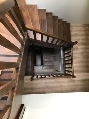 an overhead view of a staircase in a building at Modern Boulangerie, large 6 bedroom village house in Quillan