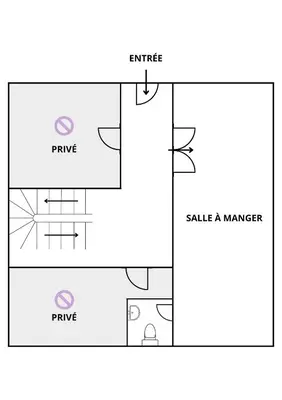 a floor plan of a house with a markup at Abitarela - Maison d'Hôtes - B&B in Sigean