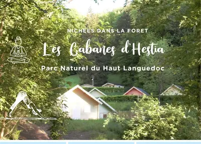 a picture of a house in the woods at Les Cabanes d'Hestia in La Salvetat