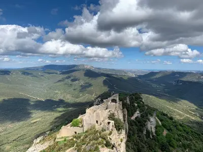an old castle on top of a mountain at Le Sommet in Paziols