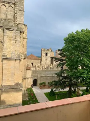 an old castle with a tree in front of it at Trésors de la Cathédrale, Maison de Ville sur 4 niveaux in Narbonne