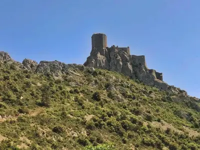 a castle on the top of a mountain at Tranquil Stay in Villesèque in Villesèque-des-Corbières