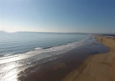 an aerial view of the shoreline of a beach at gite echarou Chez Nine in Sigean