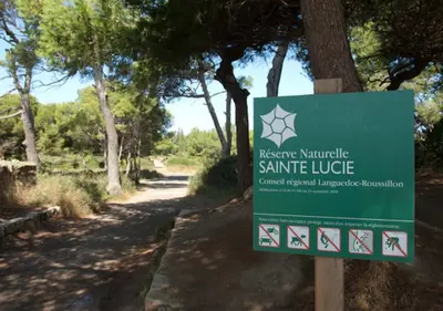 a sign for the santa luciamitemitemitemitmitmitmit temple at gite echarou Chez Nine in Sigean