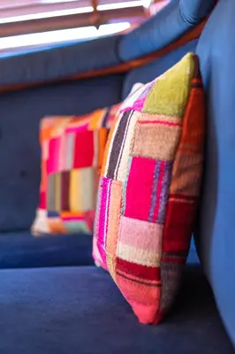 two pillows sitting on a seat on a bus at Bateau Le Nubian in Narbonne
