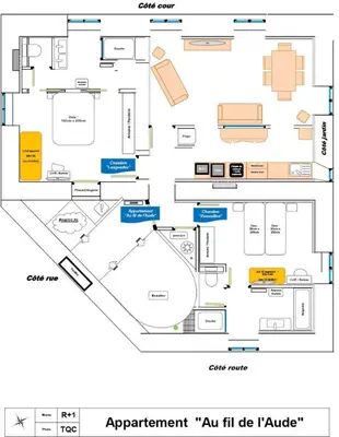 a floor plan of an apartment at fit die tailed at Gites de l'écluse 