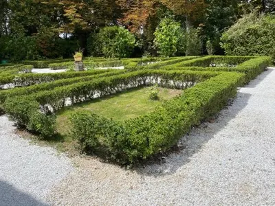 a garden with hedges in the shape of a heart at Les Terrisses - Chambres d'hôtes avec piscine in Saint-Félix-Lauragais