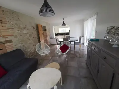 a bathroom with a shower and a sink at Le pigeonnier de La Mouline in Viterbe
