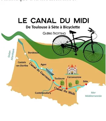 a bike in the middle of a map at La Villa du Menhir Gîte in Bize-Minervois