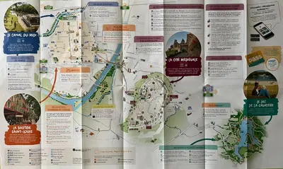a book with a map of a city at Les Capucins in Carcassonne