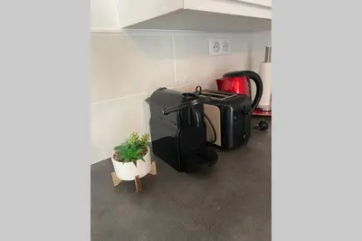 a room with a coffee maker and a plant in a pot at Koh Samet Siam Manahakhon Appart & Spa in Rieux-de-Pelleport