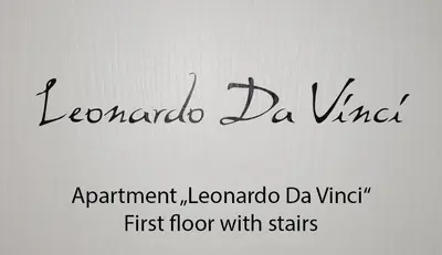a sign that reads leonardo da vinci and istg istg istg istg at Maria Magdalena Apartments in Rennes-le-Château