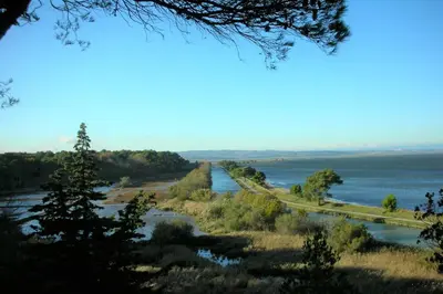 a view of a river with a bridge at Opuntia (Pech) location en Méditerranée in Escales