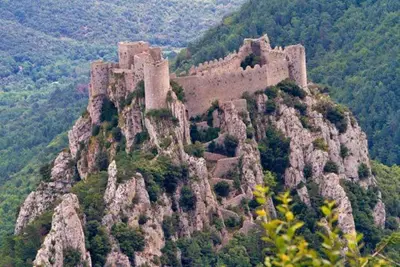 a castle on the top of a mountain at Sur la Terrasse in Sigean