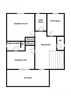 a black and white floor plan of a house at Le Nid des Corbières in Bizanet