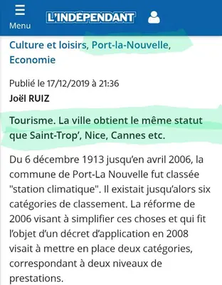 a screenshot of a cell phone screen with a document at APPARTEMENT 6 PERSONNES in Port-la-Nouvelle