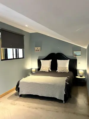 a bedroom with a large bed with two white pillows at Côté Nuit in Capestang