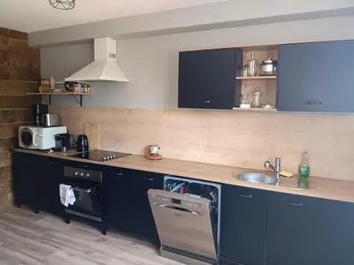 a kitchen with a sink and a counter top at El terret in Sigean