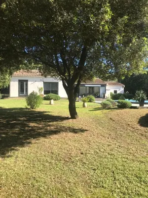 a house with a tree in a yard at VILLA LOUNA 4 étoiles in Ventenac-Cabardès