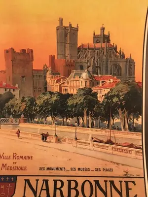 a poster of a city with a building at Appart République in Narbonne