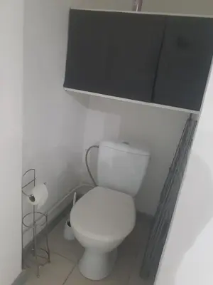 a bathroom with a white toilet in a room at keep calm in Pamiers studio indépendant in Pamiers