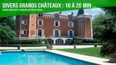 a large brick building with a swimming pool in front of it at DUPLEX DU GET in Revel