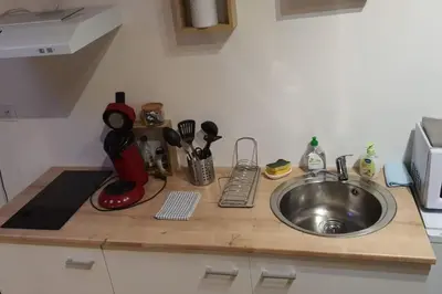 a kitchen counter with a sink and a mixer at LOFT DU GET in Revel
