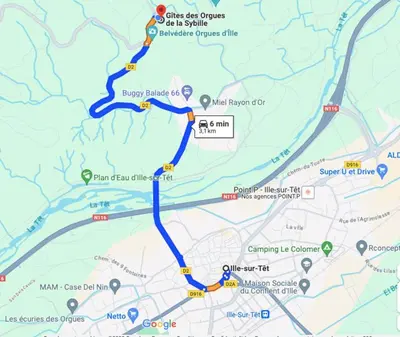 a map of the proposed route for the proposed upgrade to the city of prescott at Gîte les Lauriers des orgues d'Ille - la Sybille in Ille-sur-Têt
