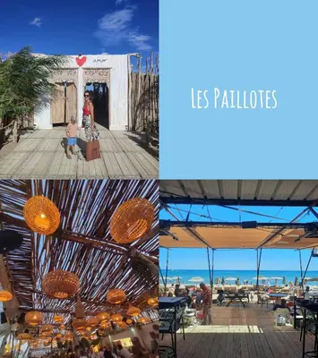 a collage of photos with a woman and a child at Jolie maison village 4 couchages &Terrasse à Fitou in Fitou