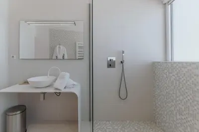 a bathroom with a shower and a sink at Le Meez in Carcassonne
