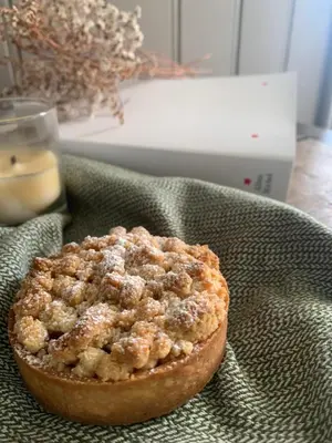 a pie sitting on top of a table at LaFabriek in Canet d'Aude